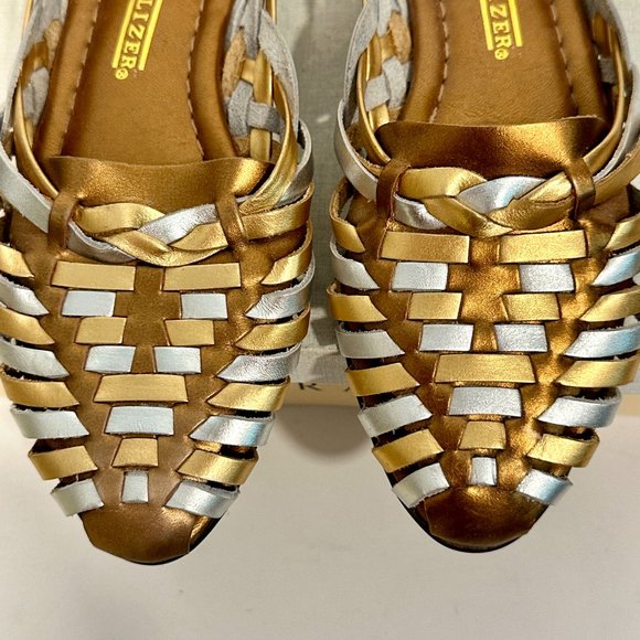 VTG Naturalizer Adventure Slip On Leather Flats Metallic Gold and Silver SZ 9.5 - Picture 4 of 8